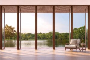 Bright vacation rental property with clean windows showing lake views in Central Arkansas